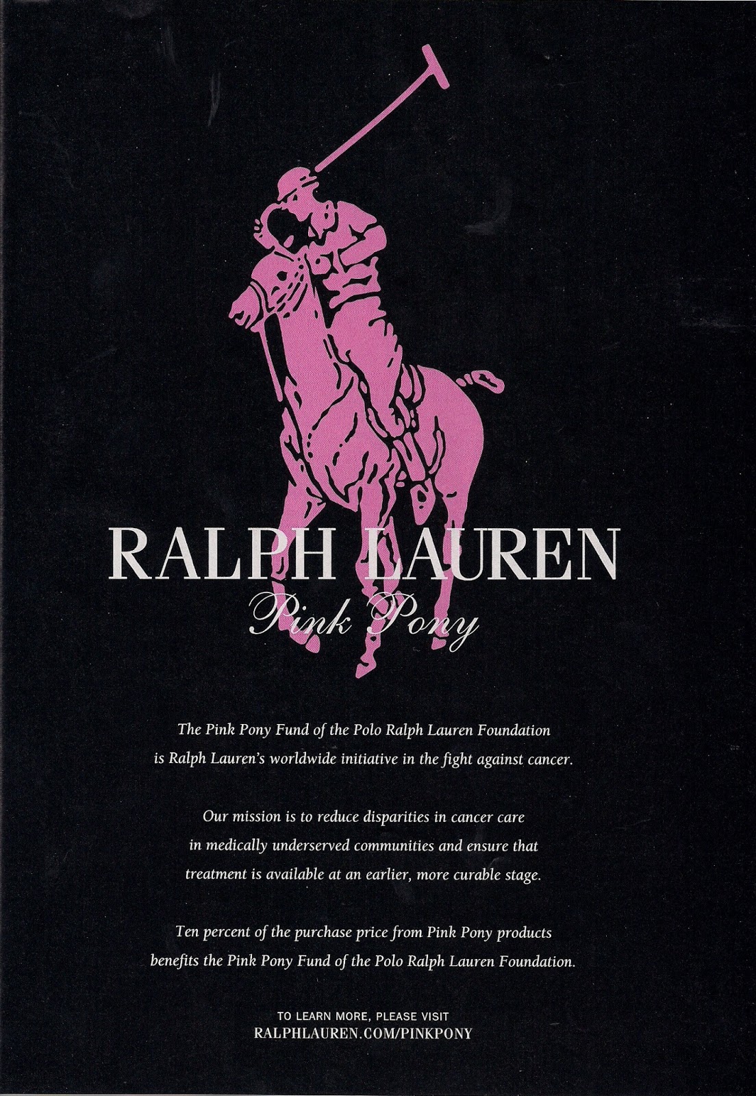 Ralph lauren breast cancer Launched in , the Pink Pony Campaign is Ralph Lauren Corporation’s global initiative in the fight against cancer. Originally focused on breast cancer, the Pink Pony Campaign designated a pink version of the iconic Ralph Lauren Polo Pony as its symbol.